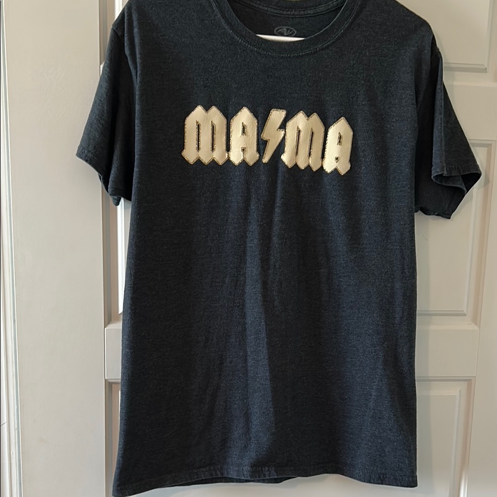 Black Short Sleeve Tee with Retro MAMA Print